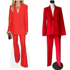 NWT RACHEL ZOE TWO PIECE PANT AND BLAZER SET RED SZ-8